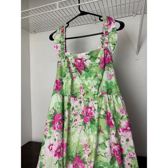 Torrid Midi Poplin Tiered Ruffle Strap Dress Floral NWT - Picture 2 of 9